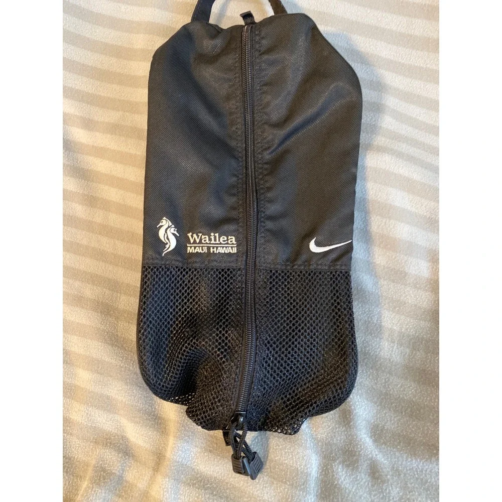 Nike Golf Shoe Bag Wailea Maui Hawaii Black Mesh Travel Carrier Zippered Handle